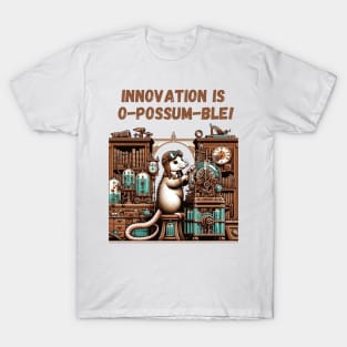 Funny Retro Science Art Innovation Is O-POSSUM-BLE T-Shirt